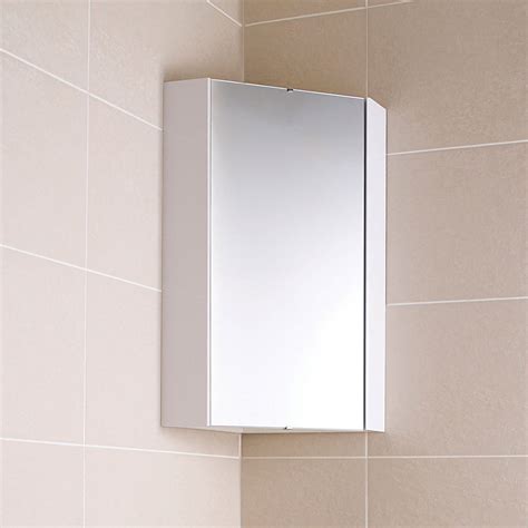 Milano Lurus White Modern Bathroom Mirrored Corner Cabinet 650mm X