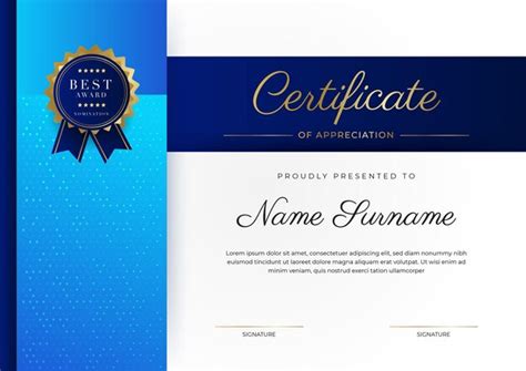 Premium Vector Blue And Gold Certificate Of Achievement Border