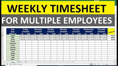 How To Make Weekly Timesheet For Multiple Employees In Excel Friday