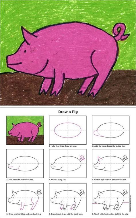 Easy How To Draw A Pig Tutorial Video And Pig Coloring Page Pig Art