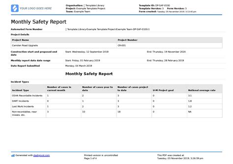 / 11+ safety inspection report templates in doc | pdf. Monthly Safety Report template (Better format than word or ...