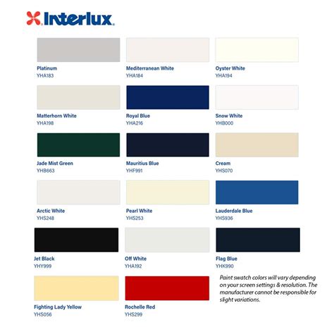 Interlux Paint Color Chart