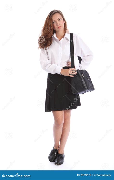 Serious Secondary School Teenage Girl In Uniform Stock Image Image Of