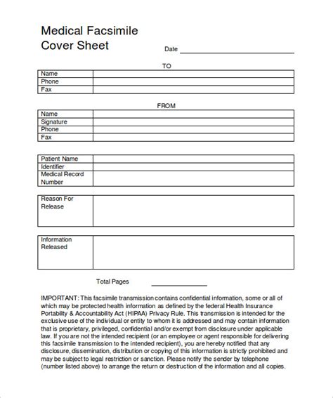 Free 10 Best Medical Fax Cover Sheet Examples And Templates Download