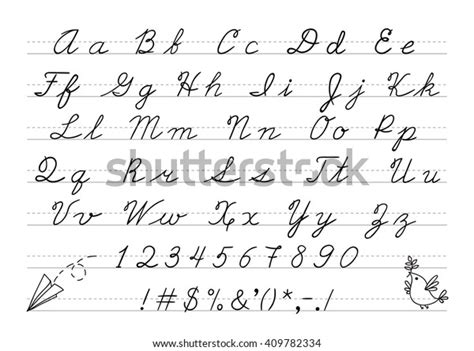 Hand Drawn Uppercase Calligraphic Alphabet Number Stock Illustration