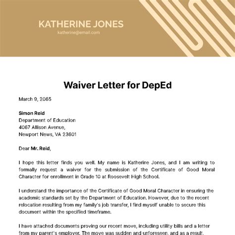 Free Waiver Letter Templates And Examples Edit Online And Download