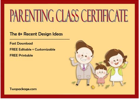 Parenting Class Certificate Of Completion Template Free 8 Recent Designs