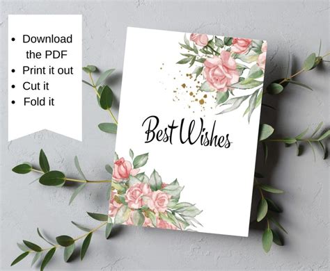 Printable Best Wishes Card Instant Download 7x5 Inch Best Etsy Australia