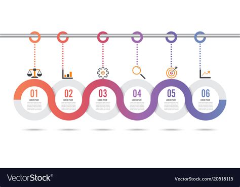 Template Timeline Infographic Colored Horizontal Vector Image