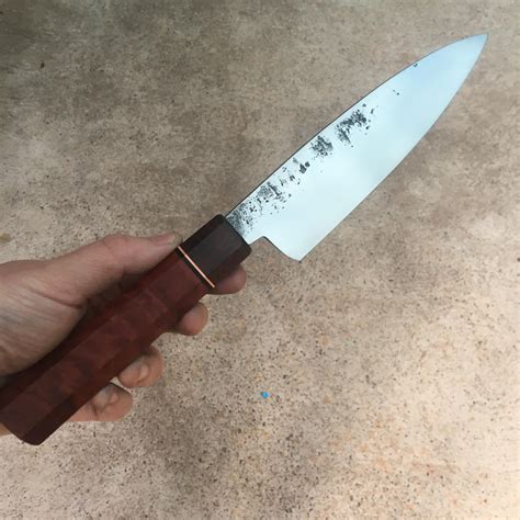 Forged 6 Inch Western Chef Knife In 1084 With Redgum And Gidgee Handle