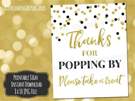 Printable Thanks For Popping By Popcorn Bar Sign 8x10 Black Etsy