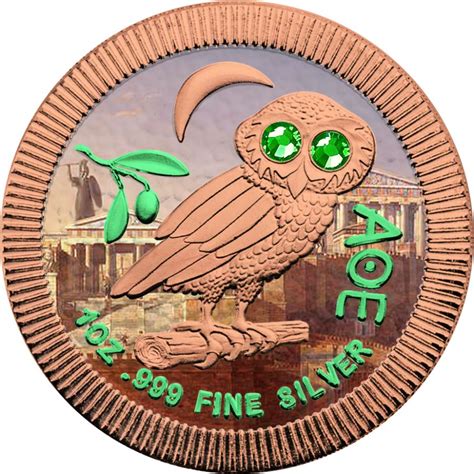 Niue 2020 2 Athenian Owl Athens 1oz 999 Silver Coin With Swarovski