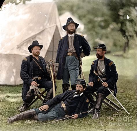 4 Union Officers Of The 4th Pennsylvania Cavalry Photograph By