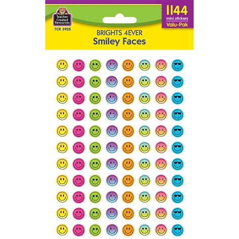 Brights 4ever Smiley Faces Mini Stickers Valu Pack Tcr3925 Teacher