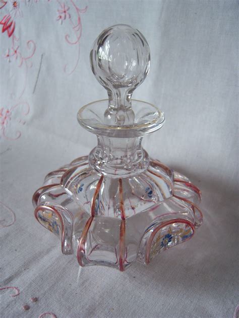 Antique French Clear Glass Handpainted Perfume Bottle Photography By N
