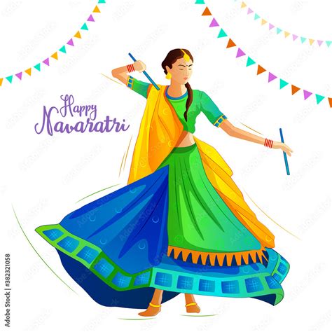 Illustration Of A Girl Playing Garba And Dandiya In Navratri Hot Sex