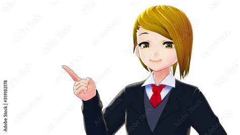 Illustrazione Stock Anime Girl Blonde Hair Cartoon Character Pointing