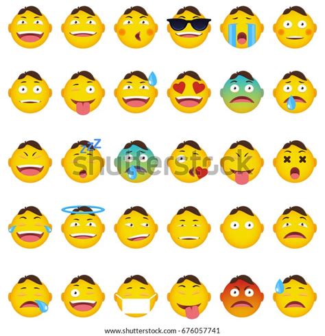 Cute Character Emoticon Collection Stock Vector Royalty Free 676057741