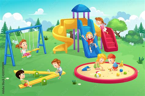 Park And Playground Cartoon Vector De Stock Adobe Stock