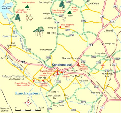 Map Of Kanchanaburi Thailand