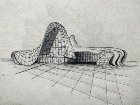 Heydar Aliyev Center By Zaha Hadid Perspective Drawing Architecture