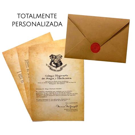 Carta Harry Potter Hogwarts Personalizada