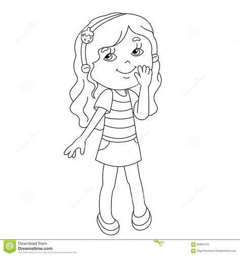 Coloring Page Outline Of Cartoon Girl Stock Vector Illustration Of