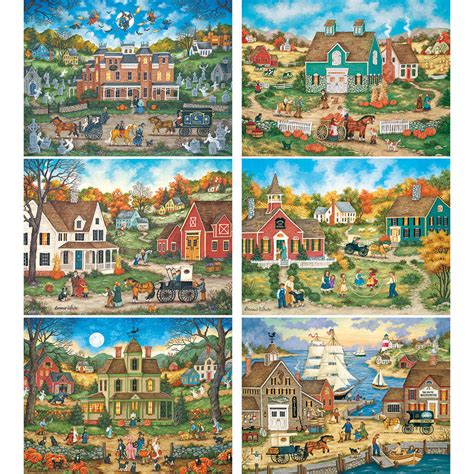 Set Of 6 Fall Bonnie White 1000 Piece Jigsaw Puzzles Spilsbury