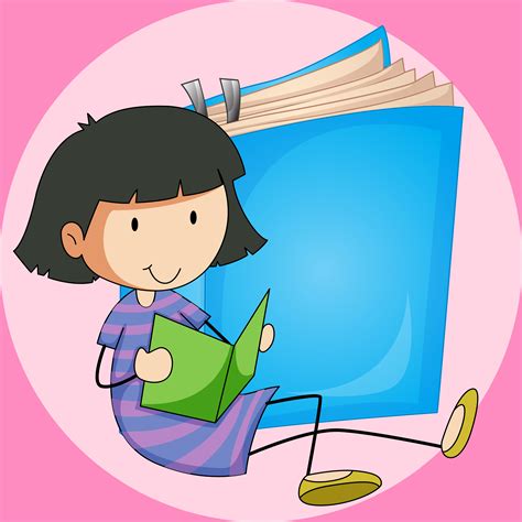 Girl Reading Book With Big Book Background 375772 Vector Art At Vecteezy
