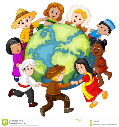 Children Holding Hands Around The World Stock Vector - Illustration of ...