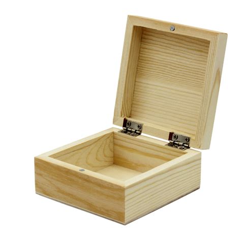 Mini Wood Craft Box 35 Inch Unfinished Hinged Lid And Magnetic