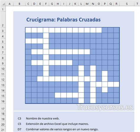 Crear En Excel Un Crucigrama De Palabras Cruzadas Palabras Cruzadas