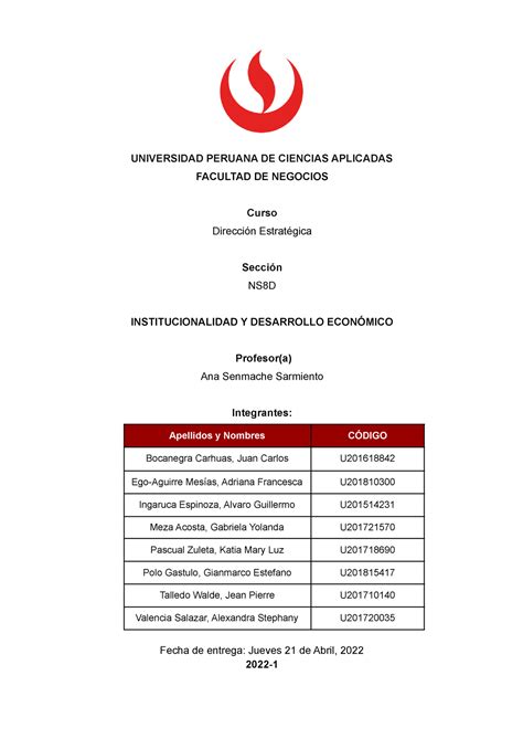 TB2 Dirección UNIVERSIDAD PERUANA DE CIENCIAS APLICADAS FACULTAD DE