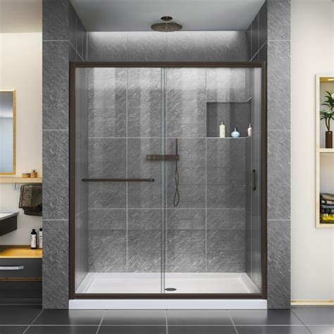 dreamline infinity z 56 60 in w x 72 in h semi frameless sliding shower door clear glass in