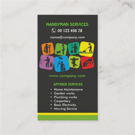 Handyman Services Home Maintenance Business Card Uk