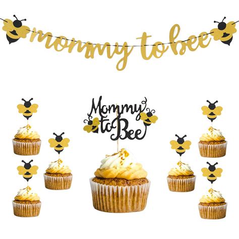 buy 36 pieces mommy to bee gold banner glitter bumble bee cupcake toppers mommy to bee cake