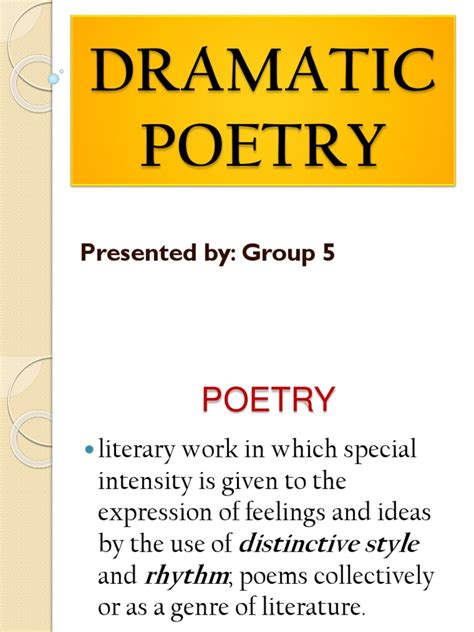 Dramatic Poetrypptx Poetry Performing Arts