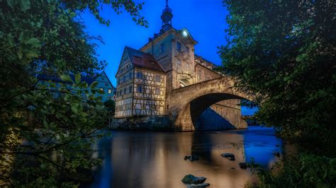 Building Near Bamberg Bavaria Bridge In Germany 4k Hd