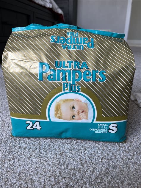 Vintage Ultra Pampers Plus Plastic Diapers Size Small 6 14lbs 1990 Ebay