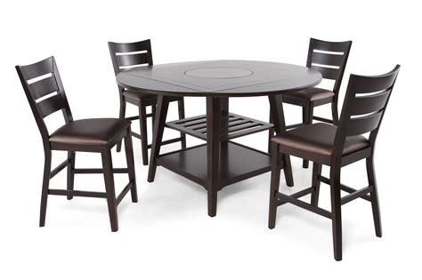 Round table with lazy susan espresso martinis. Two-Shelved 59" Lazy Susan Dining Table with Four Drop ...