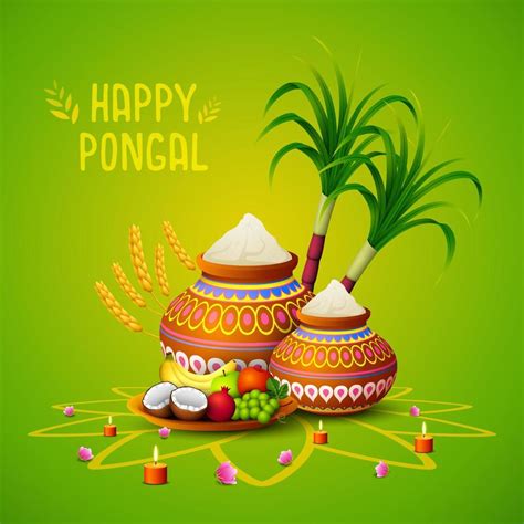 Happy Pongal Greeting Card On Green Background 12027585 Vector Art At