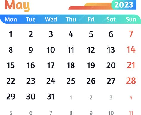 Cor Gradiente Do Calendário De Maio De 2023 Png Mês De Maio Maio De