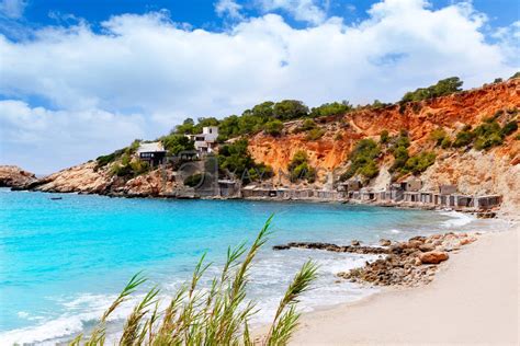 Cala D Hort Ibiza Beach With Traditional Wood Mooring By Lunamarina Vectors And Illustrations With