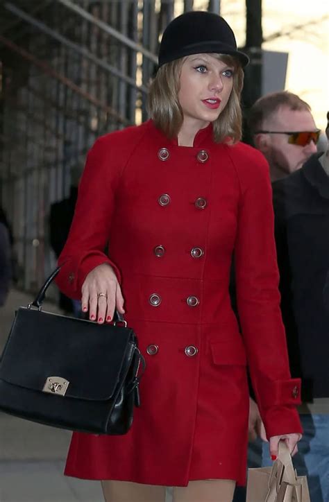 Singer Taylor Swift Double Breasted Red Wool Coat