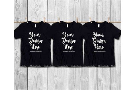 Download 3 Black Teen T-Shirts Mockup, Cousins Siblings Friends ...