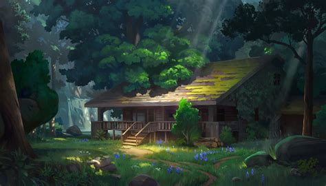 Artstation Cabin Andrei Stef Fantasy Cabin Fantasy Forest Fantasy