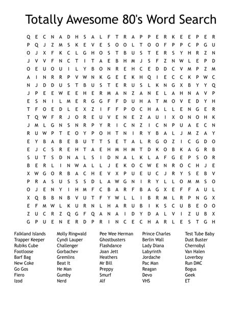 Totally Awesome 80s Word Search Wordmint