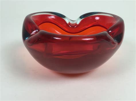 Red Murano Art Glass Ashtray