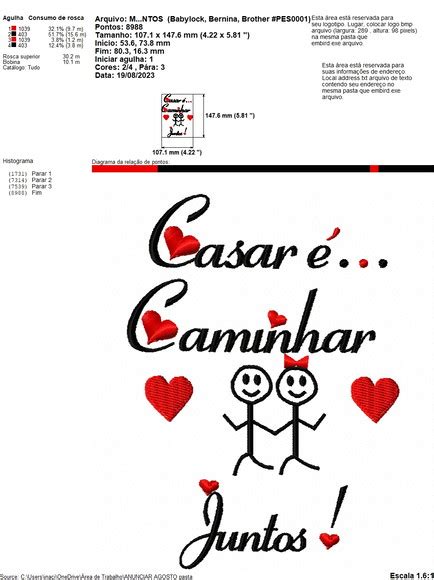 Matriz De Bordado Inb484 Casar É Caminhar Juntos Elo7