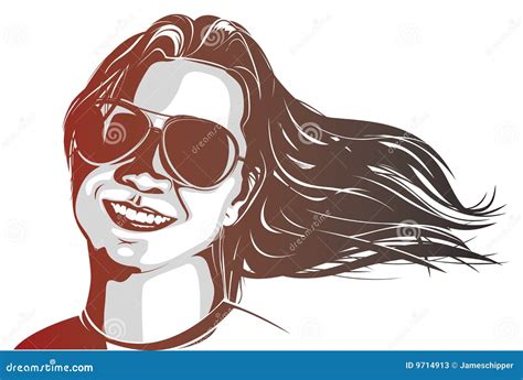 Woman Wearing Sunglasses Stock Vector Illustration Of Attractive 9714913